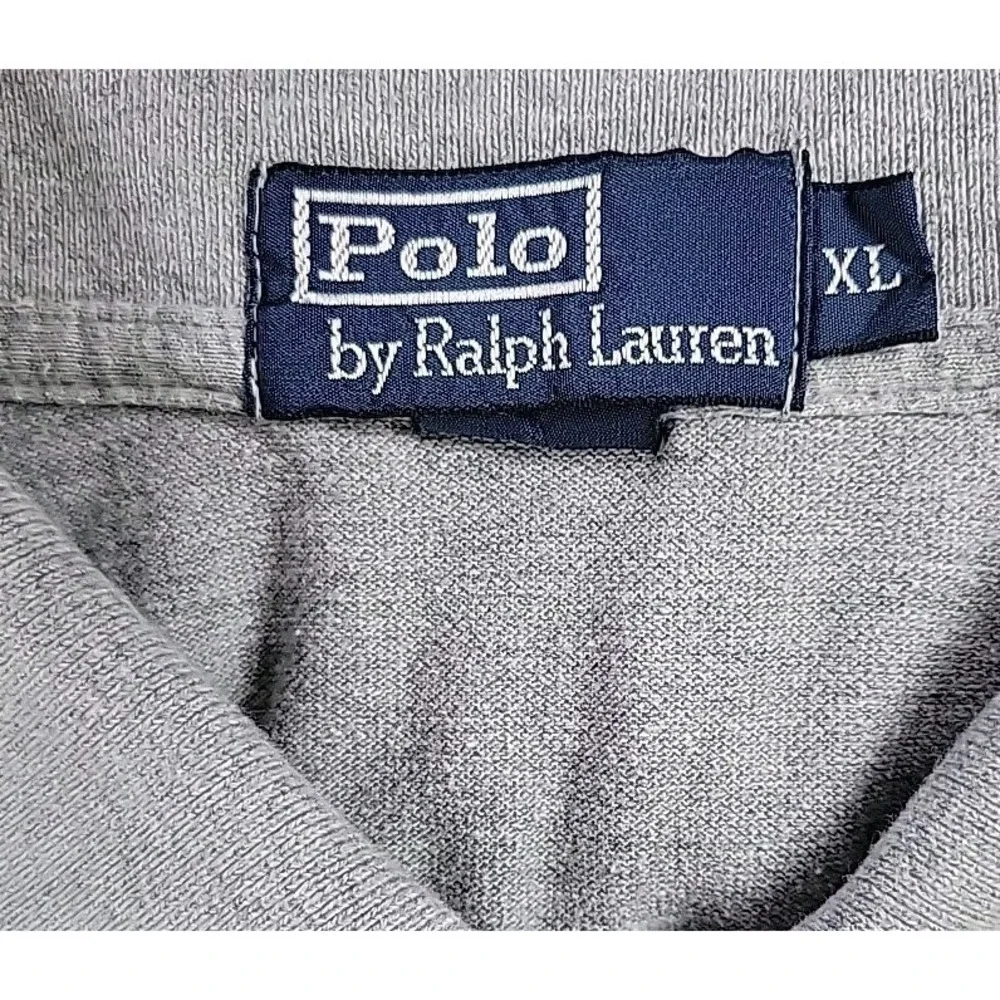 Polo Ralph Lauren VINTAGE 90s Men's Polo Shirt Long Sleeve XL GRAY‎ 100% Cotton